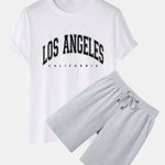 Los Angeles Print T-Shirt & Mid Length Shorts