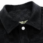 Checkerboard Print Faux Suede Pocket Jacket