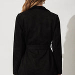 Solid color suit cardigan large lapel suede long-sleeved jacket