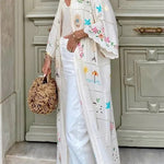Sunday Stroll Unique Plaid Print Long Sleeve Midi Cover Up
