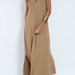 Elegant Is Eternal Knit Solid Color Sleeveless Slit Maxi Dress