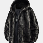 Animal Print Faux Fur Hooded Jacket