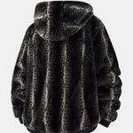 Animal Print Faux Fur Hooded Jacket
