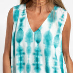 Turquoise print fluid dress