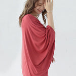 Vintage Loose Round-Neck Batwing Sleeves Shirts