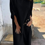 Casual Unique Irregular Button Decoration Robe Pocket Elastic Pants Set