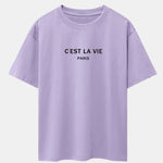 Paris Letter Print Dropped Shoulders Oversize T-Shirt