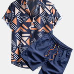 Geometric Print Shirt & Swim Shorts