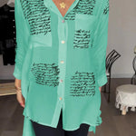 Letter Print Fashion Lapel Shirt