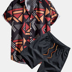 Geometric Print Shirt & Swim Shorts