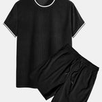 Short Sleeve Stretch Corduroy Ringer T-Shirt & Corduroy Shorts