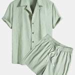 Textured Cotton Revere Shirt & 5" Shorts