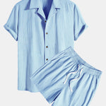 Textured Cotton Revere Shirt & 5" Shorts