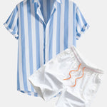 Wide Stripes Print Shirts & Swim Shorts