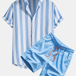 Wide Stripes Print Shirts & Swim Shorts