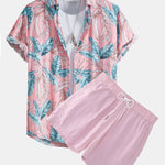 Viscose Tropical Print Button Up Shirt & Short Length Swim Shorts