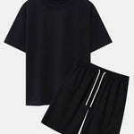 Heavy Weight Oversize T-Shirt & Loose Fit Drawstring Waffle Shorts