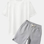 Heavy Weight Oversize T-Shirt & Loose Fit Drawstring Twill jacquard Shorts