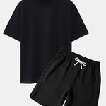 Heavy Weight Oversize T-Shirt & Loose Fit Drawstring Twill jacquard Shorts