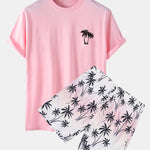 Palm Tree Print T-shirt & Palm Tree Print Swim Shorts