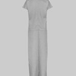 Loose Short Sleeves Solid Color Split-Joint High Neck Maxi Dresses