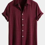Linen Rayon Blend Button Up Shirt & Straight Leg Linen Pants