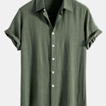 Linen Rayon Blend Button Up Shirt & Straight Leg Linen Pants