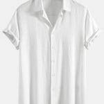 Linen Rayon Blend Button Up Shirt & Straight Leg Linen Pants