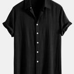 Linen Rayon Blend Button Up Shirt & Straight Leg Linen Pants