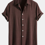 Linen Rayon Blend Button Up Shirt & Linen Cotton Blend Drawstring Shorts