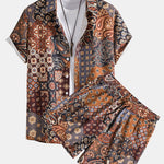 Paisley Patchwork Print Button Up Shirt & Shorts