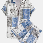 Paisley Print Button Up Shirt #Random Pattern Design# & Shorts