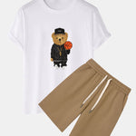 Basketball Bear Print T-Shirt & Sweat Shorts