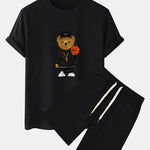 Basketball Bear Print T-Shirt & Sweat Shorts