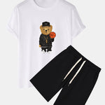 Basketball Bear Print T-Shirt & Sweat Shorts