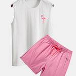 Flamingo Print Tank Top & Swim Shorts