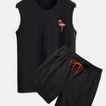 Flamingo Print Tank Top & Swim Shorts