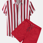 Stripe Print Shirt & Swim Shorts