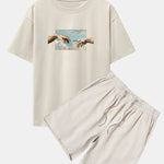 Create Adam Print Heavy Weight Oversize T-Shirt & Corduroy Shorts