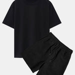 Slogan Back Print Oversize T-Shirt & Corduroy Shorts