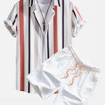 Striped Button Up Shirt & Swim Shorts