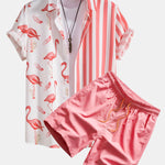 Flamingo Stripe Panel Shirt & Swim Shorts
