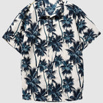 Men's Tropical Coconut Hawaiian Print Casual Beach Vacation Short Sleeve Shirt