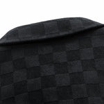 Checkerboard Print Faux Suede Pocket Jacket