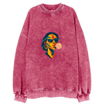 Woman Blowing Bubblegum Vintage Sweatshirt