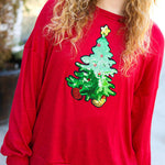Christmas Tree Holiday Sequined Casual Loose Sweatshirt