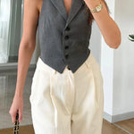 Casual Lasel Vest & Pants Two-Piece Set