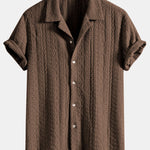 Geometric Jacquard Textured Cuban Shirt & Linen Cotton Blend Shorts