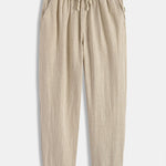 Short Sleeve Geometry Textured Cuban Shirt & Linen Cotton Blend Cropped Pants