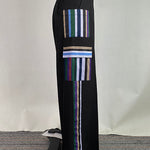High Waisted Loose Pockets Split-Joint Striped Pants Trousers